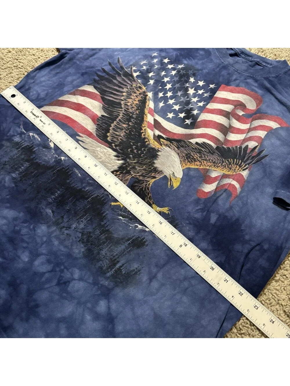 The Mountain Alaska Bald Eagle American Flag T Shirt Tie Dye Patriotic Men XL